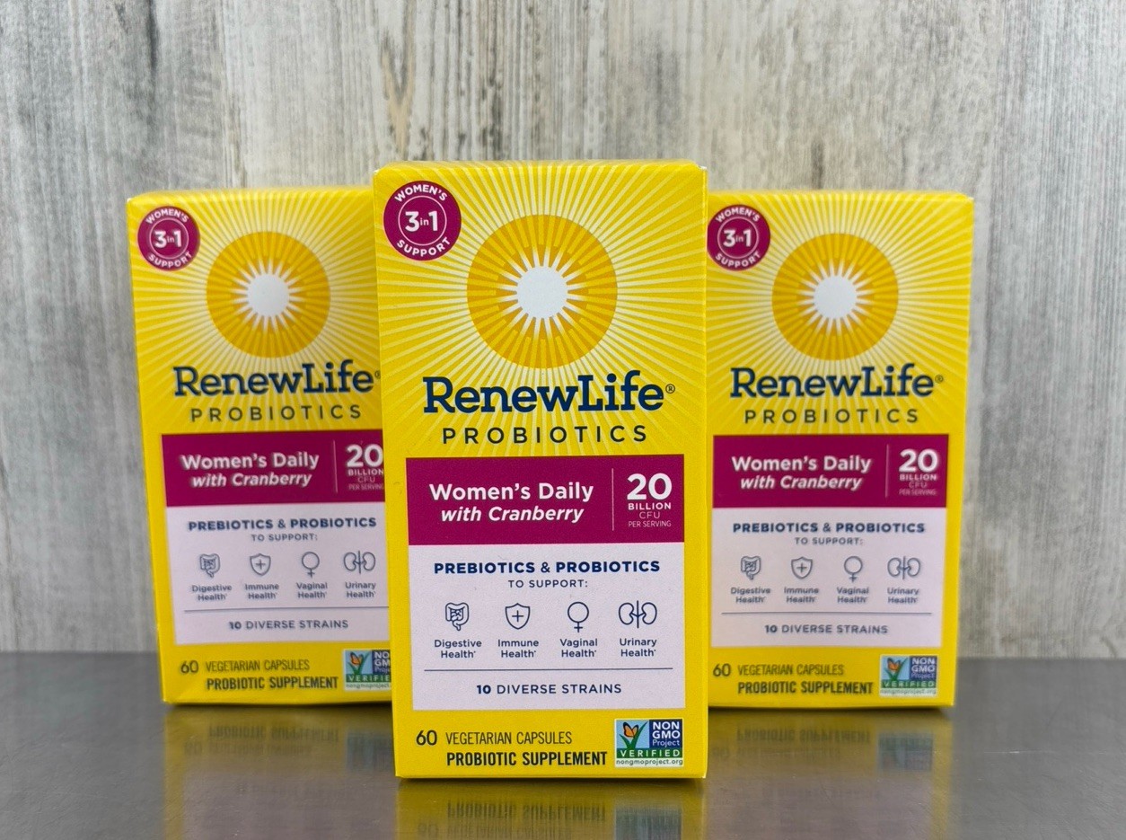 Lot Of 3 RenewLife Probiotics Women’s Daily with Cranberry – 60 Capsules X 3