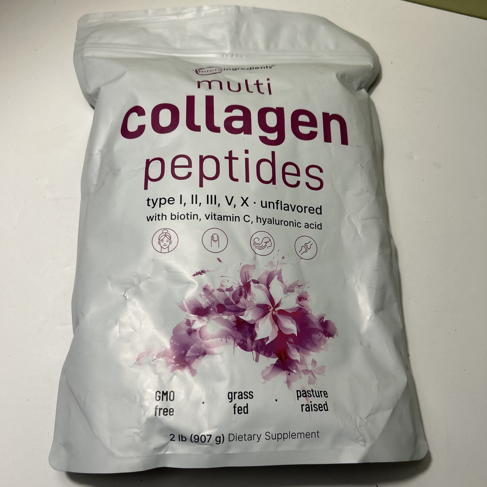 New Multi Collagen Peptides, Unflavored, 2 lb (907 g) exp 2026 Micro Ingredients
