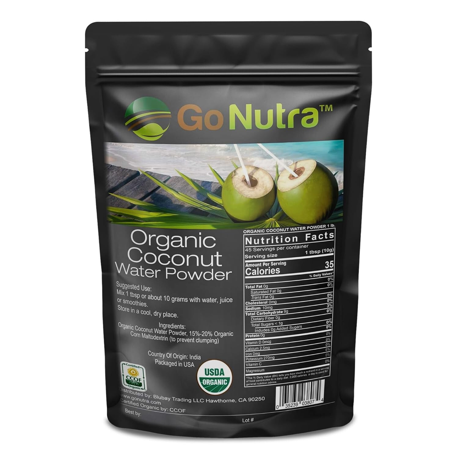 Coconut Water Powder Organic 1 lb Non-Gmo Coconut Powder Electroytes | Go Nutra