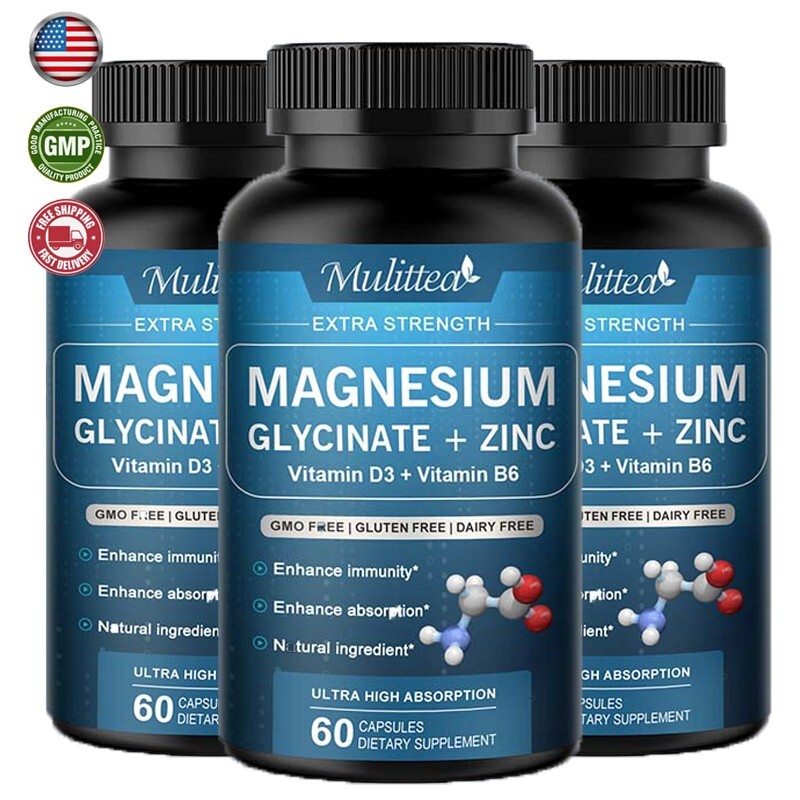 Magnesium Glycinate 500mg w/ D3 Improved Sleep, Stress , Anxiety Relief 3 Pack