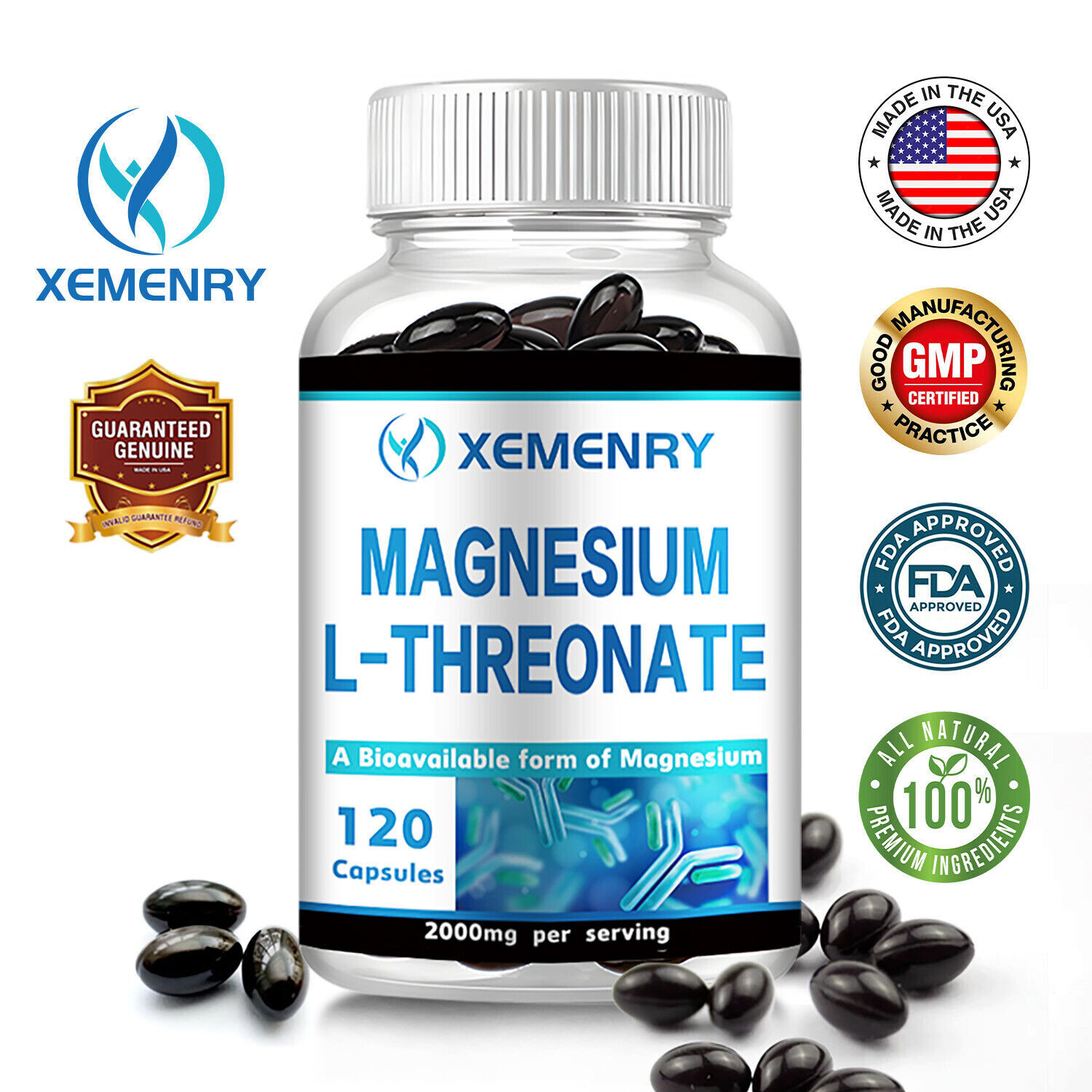 Magnesium L-Threonate 2000mg – Nootropic Brain Booster,Memory,Cognitive Function