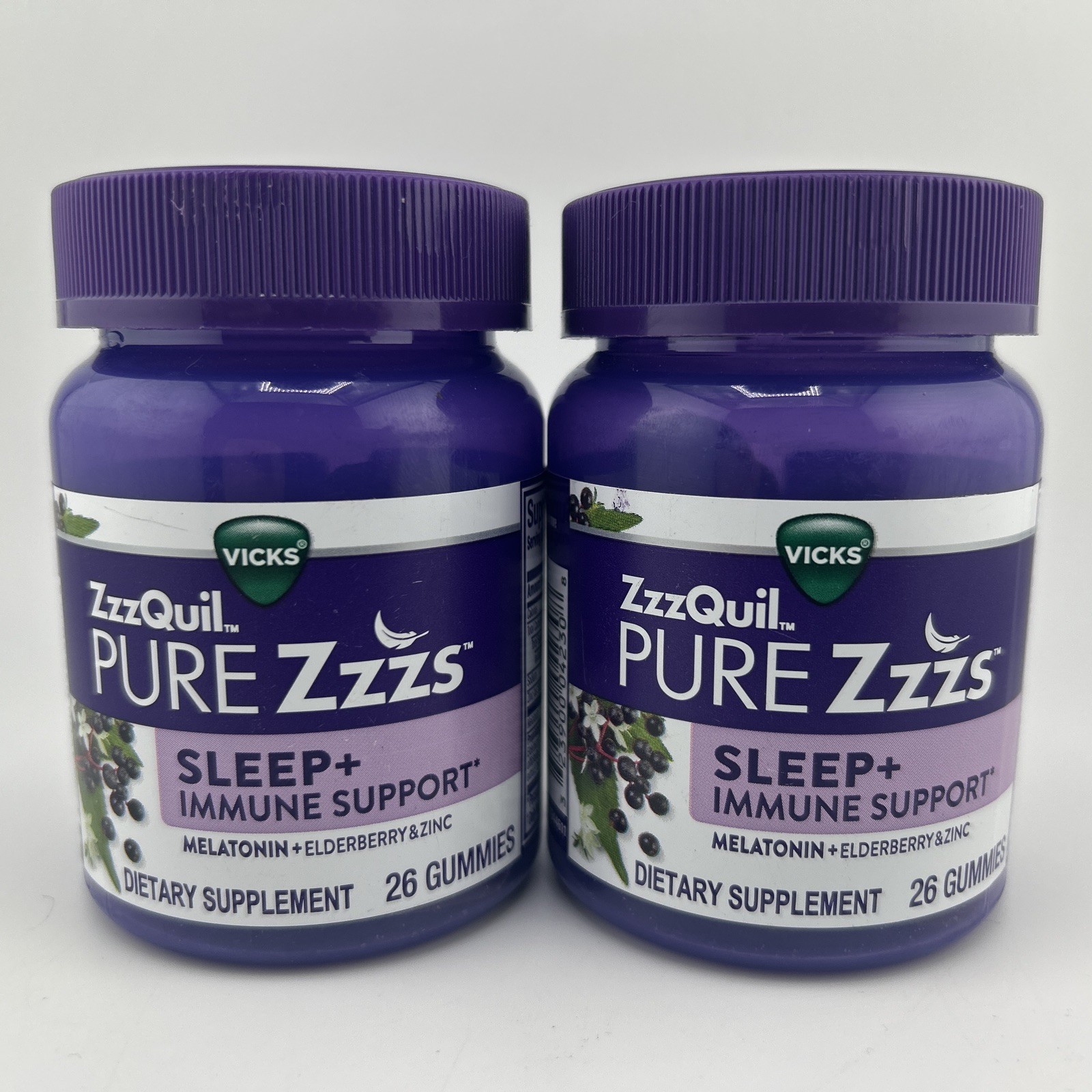 ZzzQuil PURE Zzzs Sleep+ Immune Support, Melatonin, 26 Gummies 2-PACK