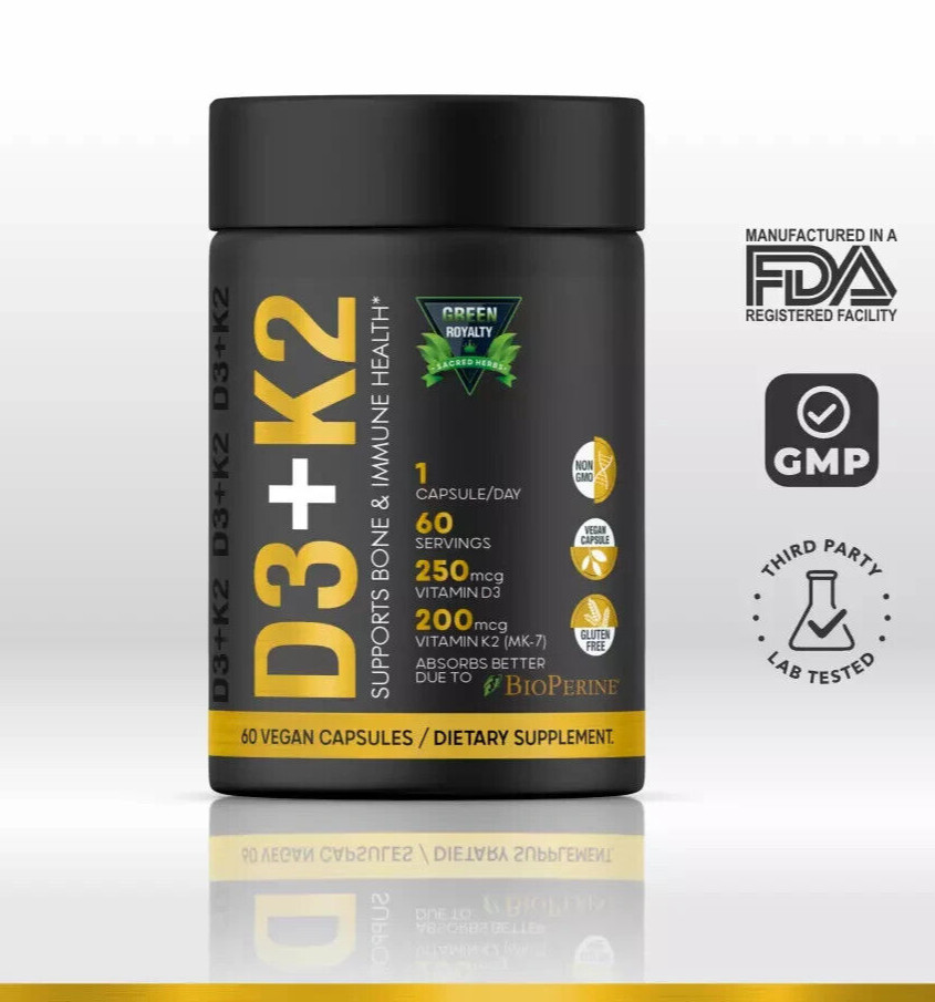 Vitamin D3 10000 IU + K2 200mcg Soft-Gels 2-in-1 D3+K2  Virgin Coconut oil