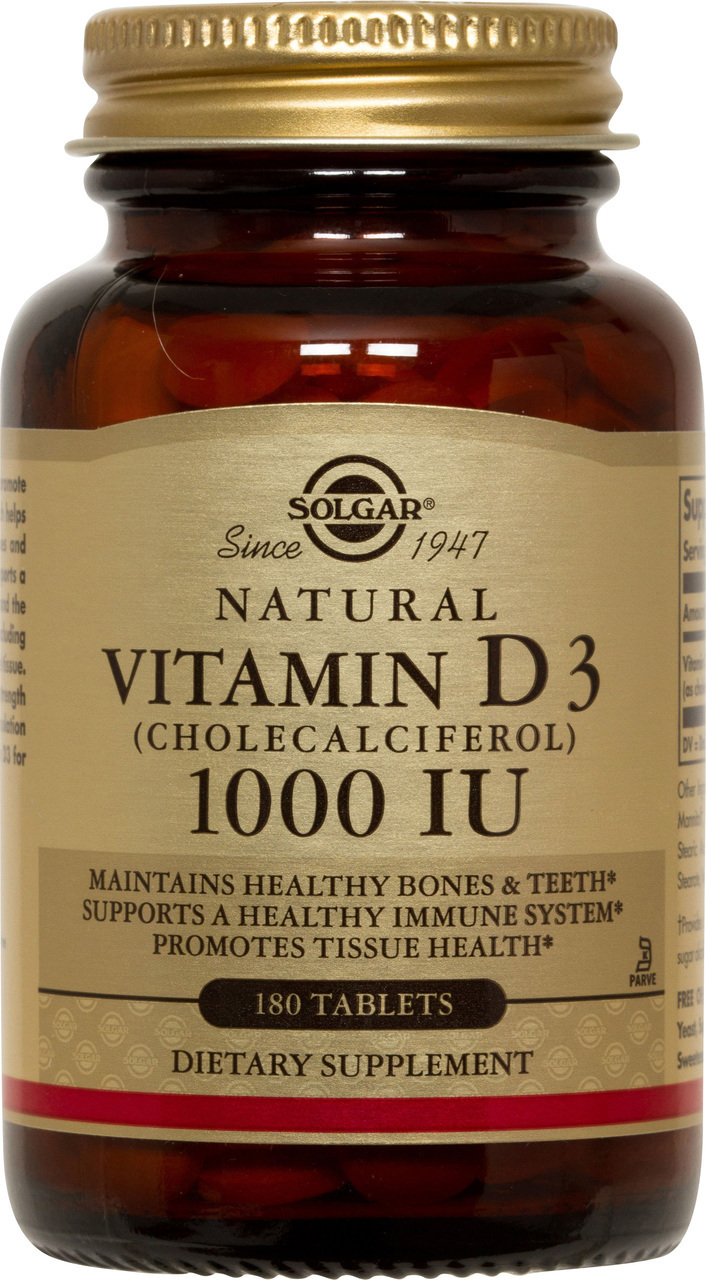 Solgar Vitamin D3 Cholecalciferol 1000 IU 180 Tablets