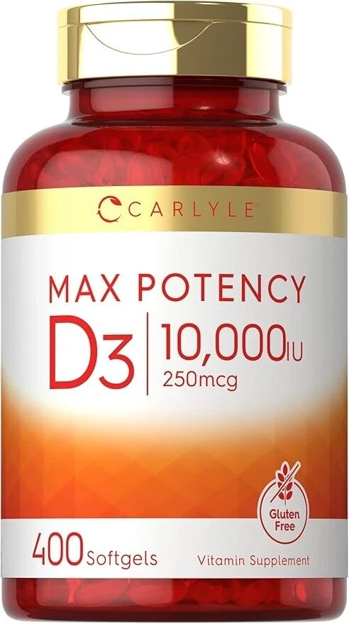 Vitamin D3 10000 IU 400 Softgels | Value Size | Max Potency | by Carlyle