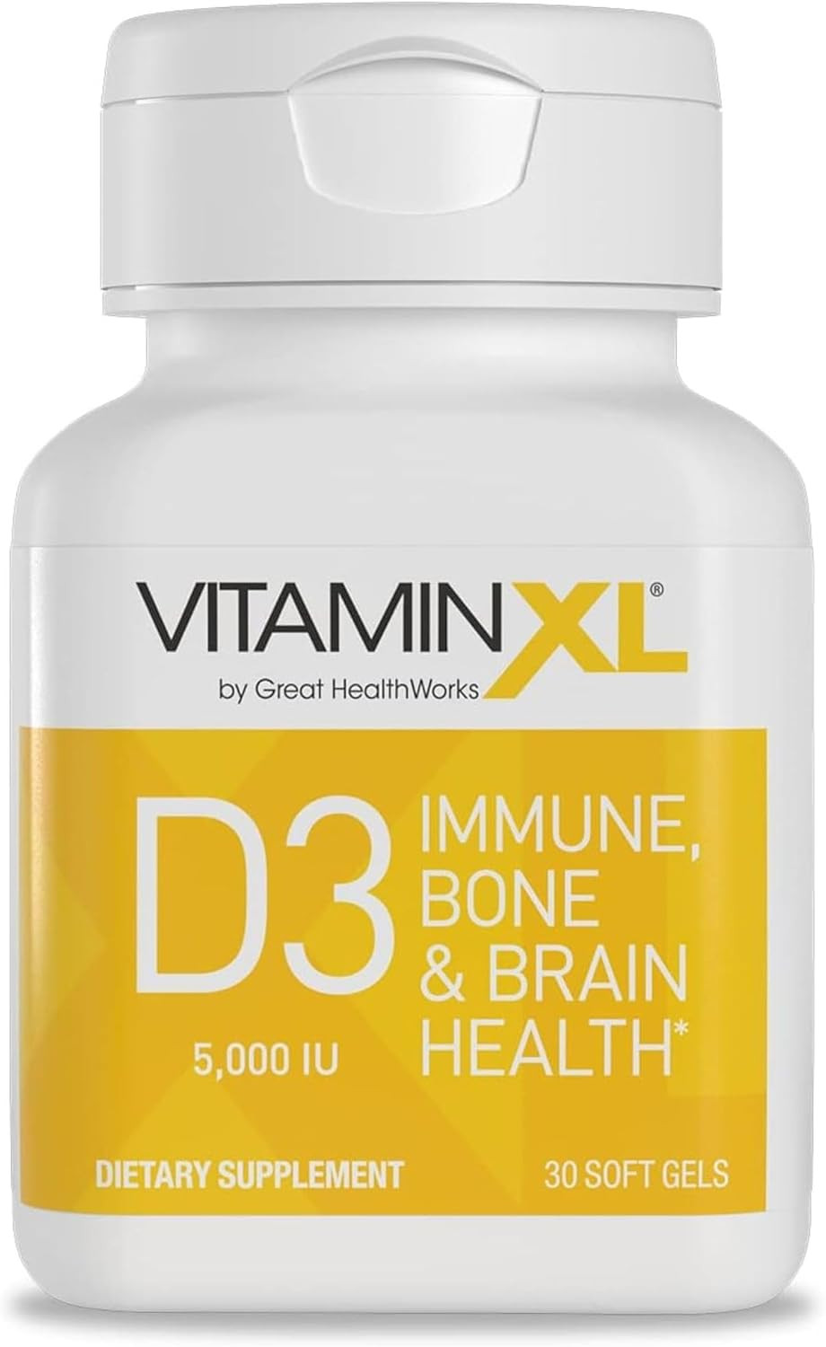 Vitaminxl D3 High Potency Daily Vitamin D 5000 IU 125Mcg Immune Support Suppleme