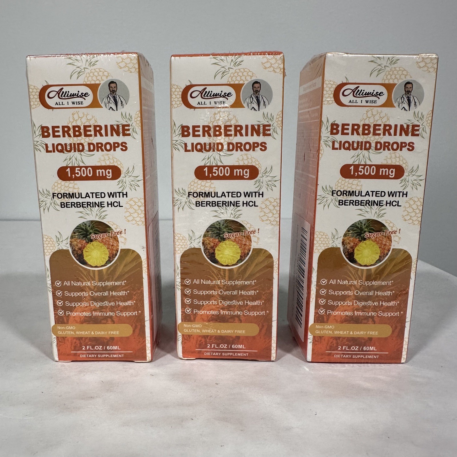 3 pack Berberine Liquid Drops, 1500mg – Digestive & Immune Health, 5/2026