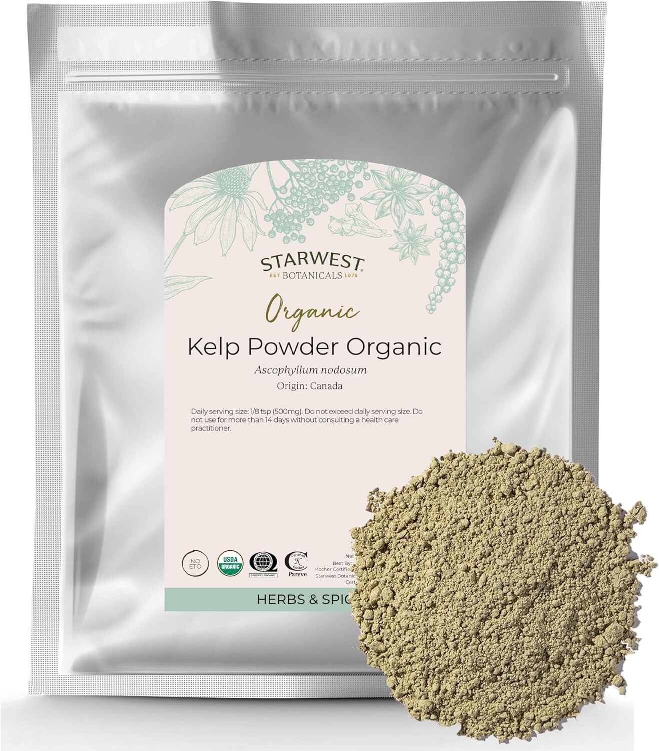 Starwest Botanicals Organic Kelp Powder 453.6 grams – Certified – Exp. 04/2027