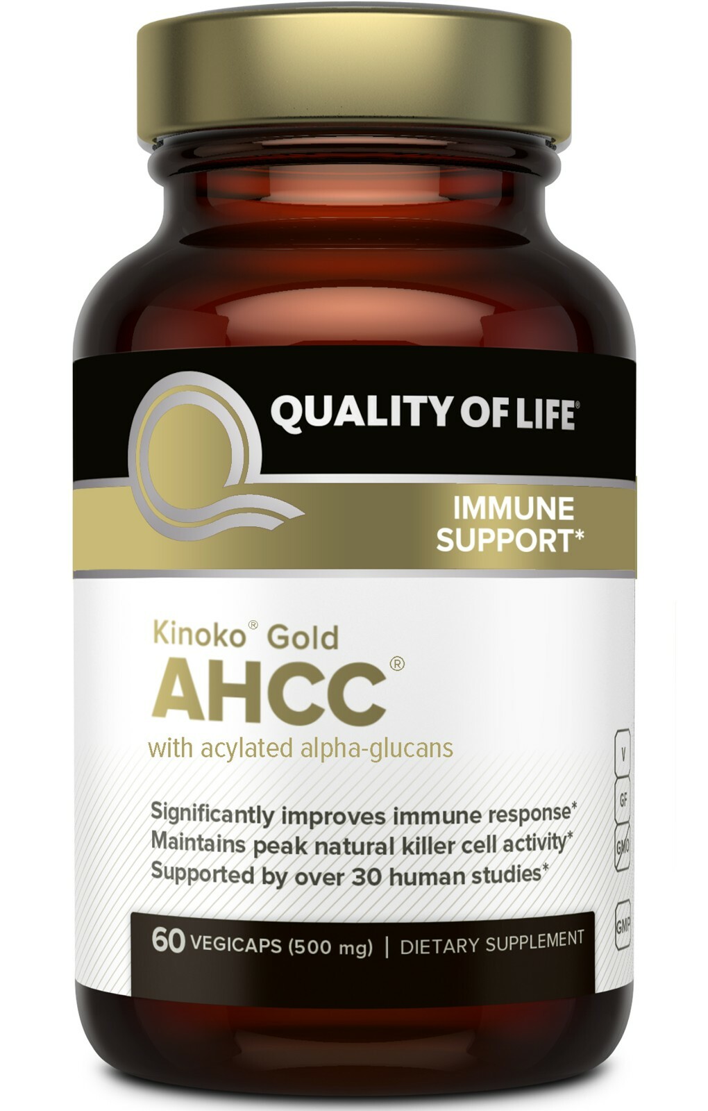 Kinoko Gold AHCC 500 mg – Immune Supplement – Quality of Life – 60 Count