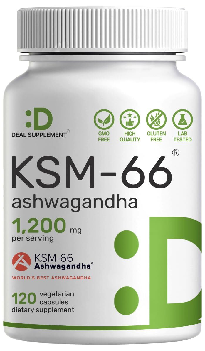 KSM-66 Ashwagandha 1200mg w/ Black Pepper for Relaxation & Energy120 Capsules