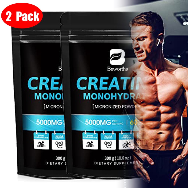 Creatine Monohydrate Powder Muscle Gain for Workout & Recovery 2 Pack