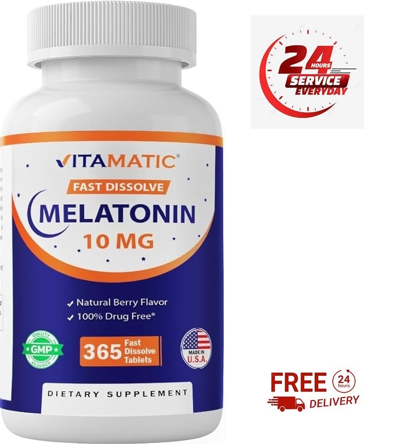 Vitamatic Melatonin 10 mg Tablets | Vegetarian, Non-GMO, Gluten-Free 365 Tablets