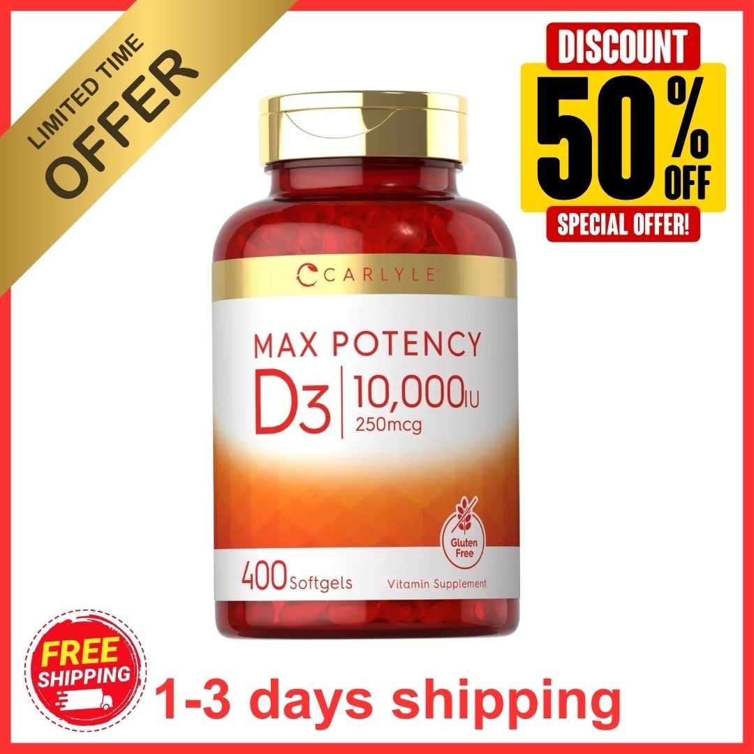 Vitamin D3 10000 IU 400 Softgels | Value Size | Max Potency | by Carlyle