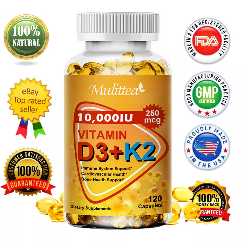 Vitamin D3 K2 | Plant Based Vitamin K2 MK7 + Vegan D3 5000iu Bone & Heart Health
