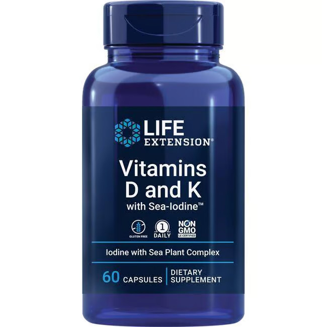 Life Extension Vitamins D and K with Sea-Iodine 60 Caps