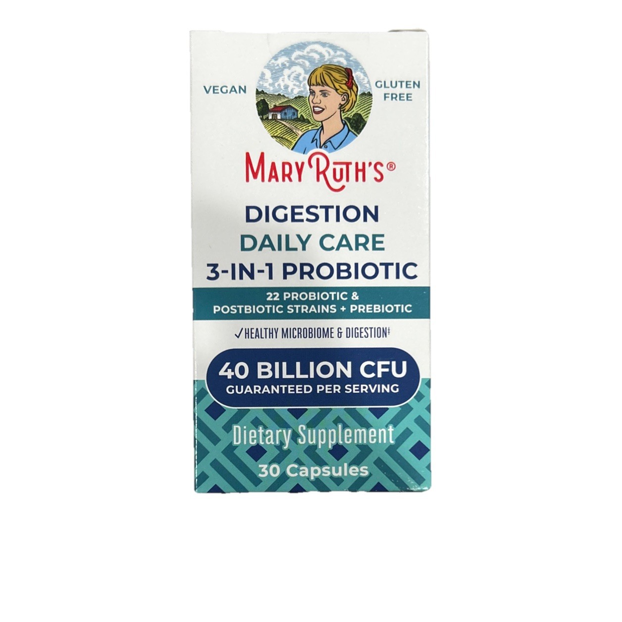Mary Ruth’s 3-in-1 Digestive Health Probiotic 30 Cap 40 Billion exp 02/26+