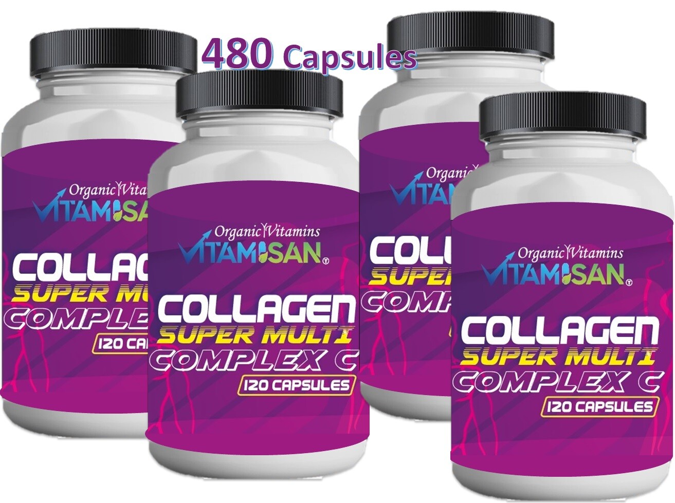Collagen+Vitamin C,Biotin,Anti-Aging,4x120capsules=480capsules (Hair,Nails,Skin)