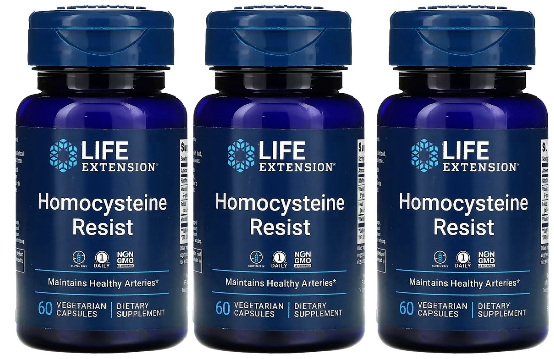 Homocysteine Resist 3X60 Caps Life Extension Folate/Vitamin B6/Vitamin B12