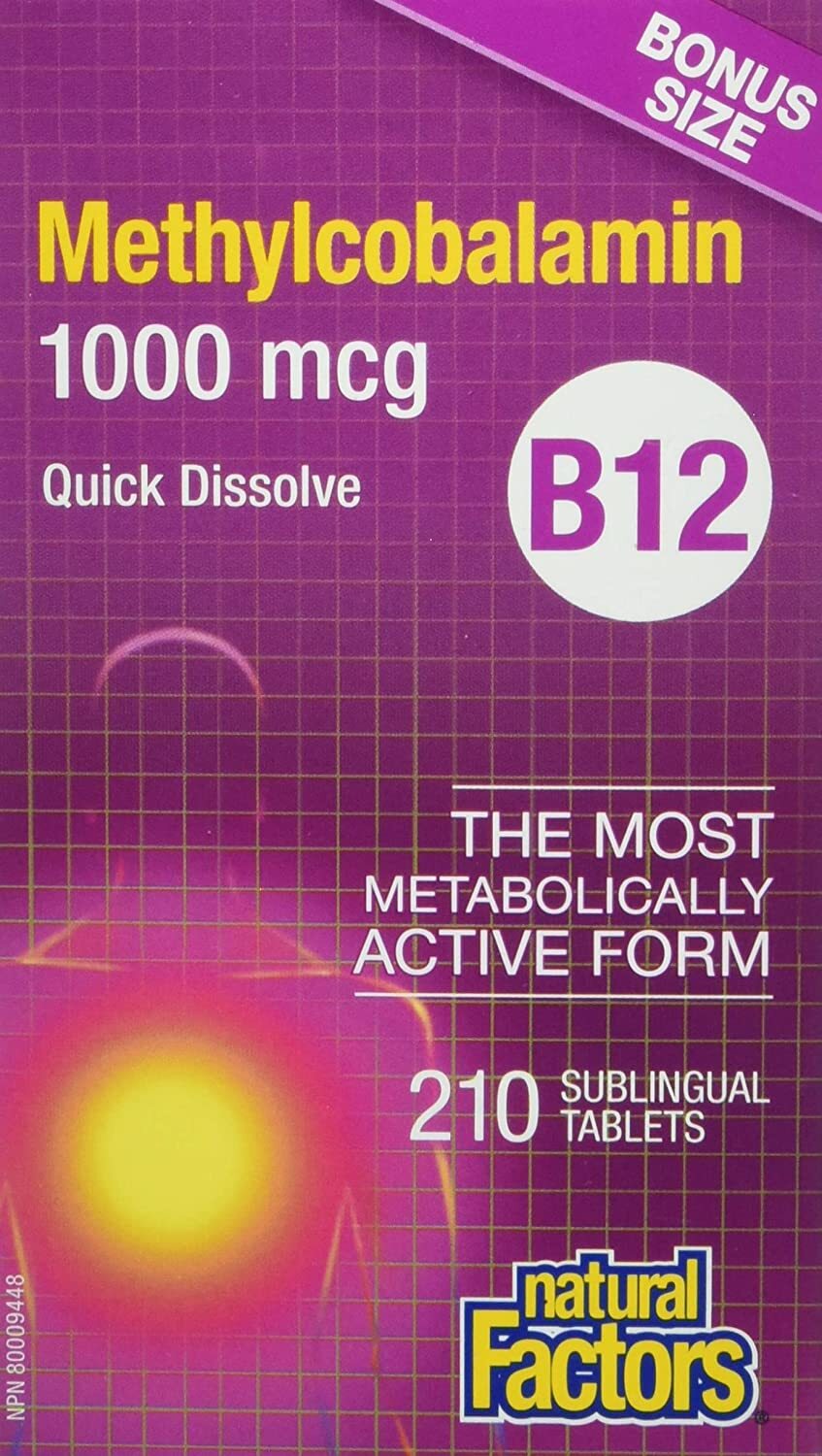 Vitamin B12 Methylcobalamin 1000 mcg quick dissolve 210 tabs – Natural Factors
