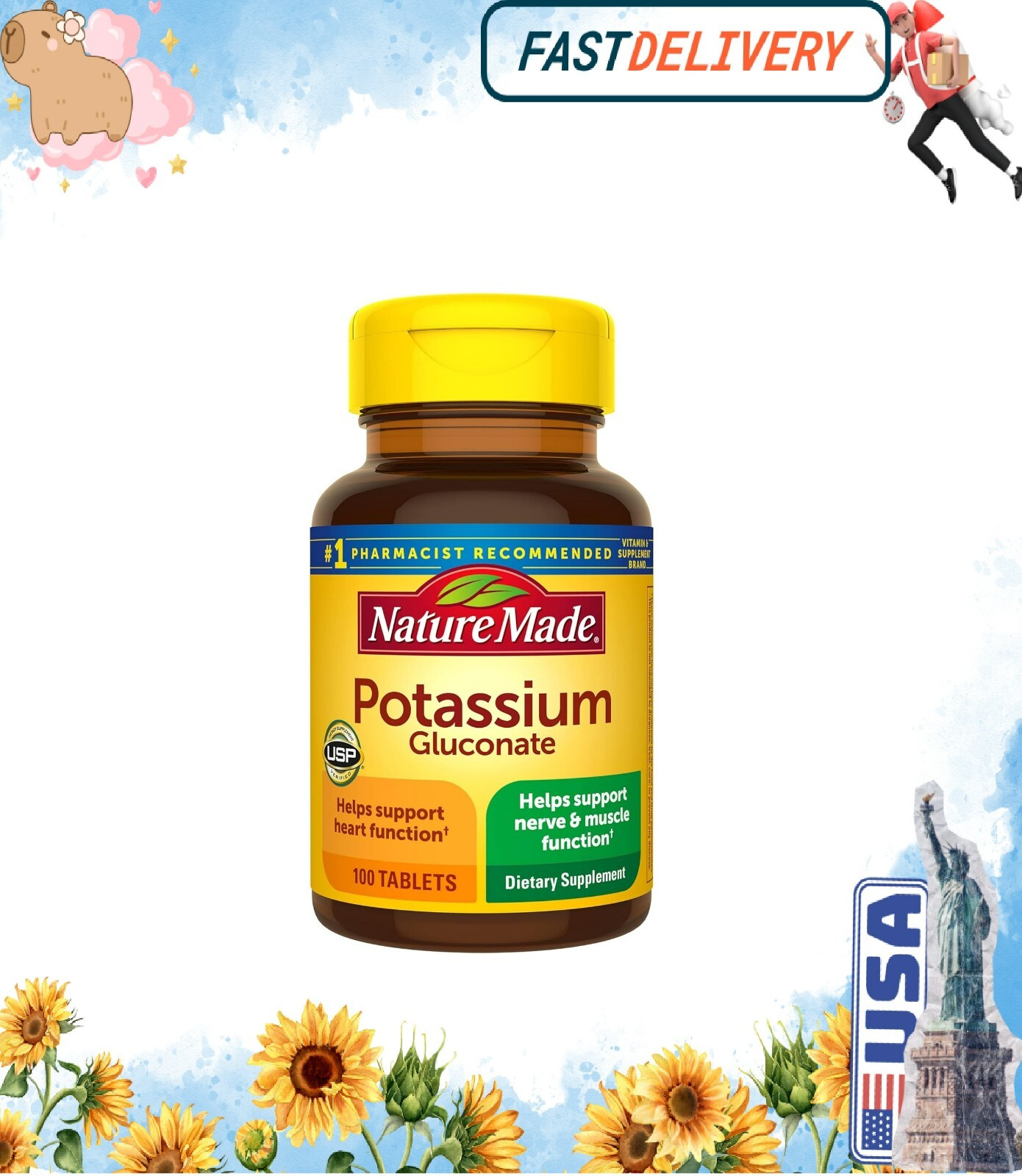 Nature Made Potassium Gluconate 550mg, 100 tablets