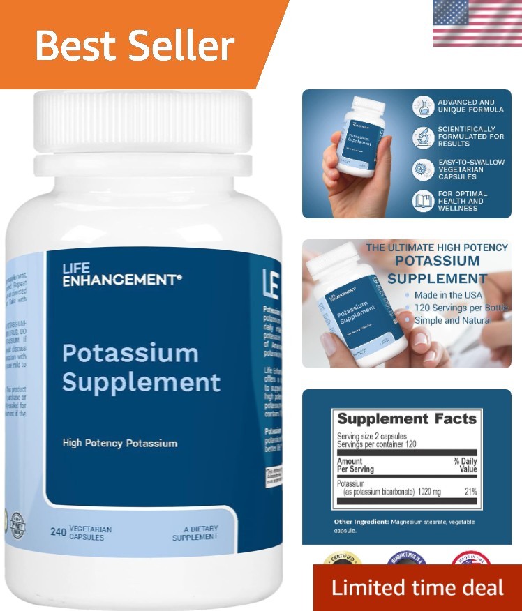 Potassium Boost Supplement 1020mg – 240 Capsules for Energy & Vital Health