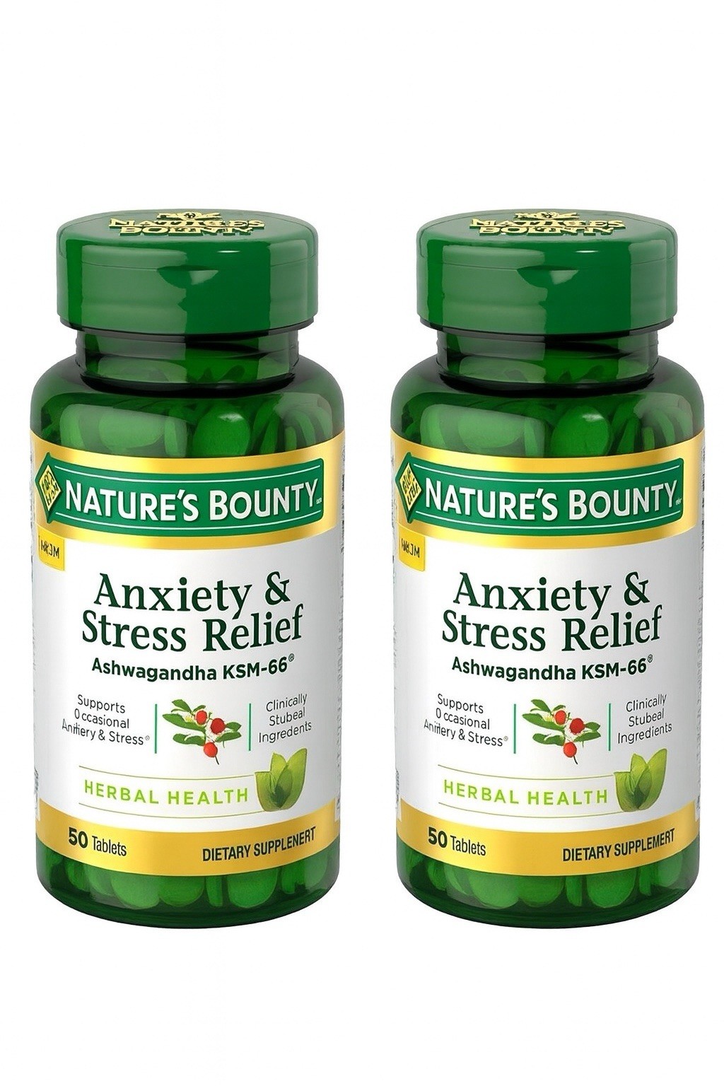 Nature’s Bounty Stress Relief Ashwagandha KSM 66, Mood Support, 2×50 Count
