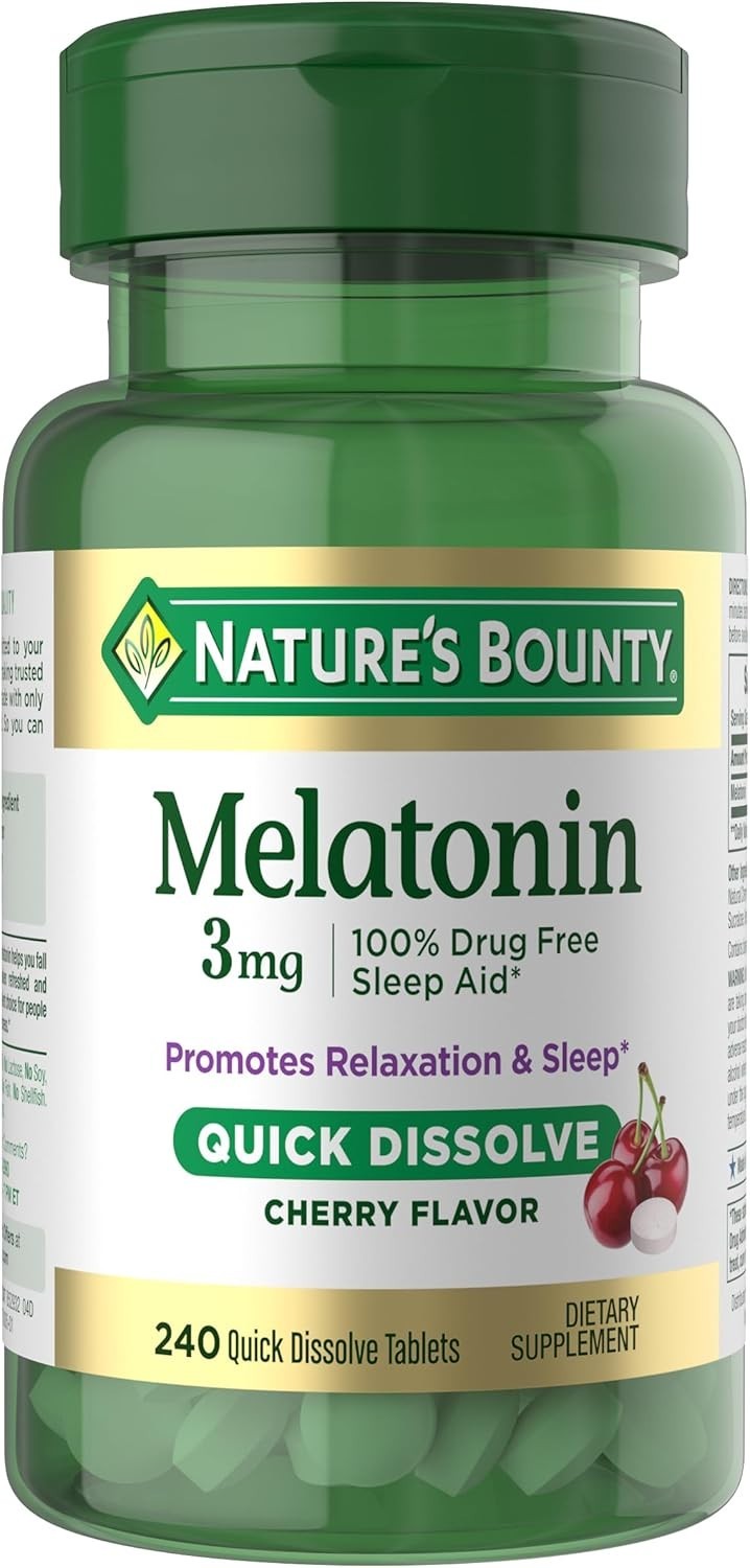 Nature’s Bounty Melatonin 3mg – 240 Quick-Dissolve Tablets – Drug-Free Sleep Aid