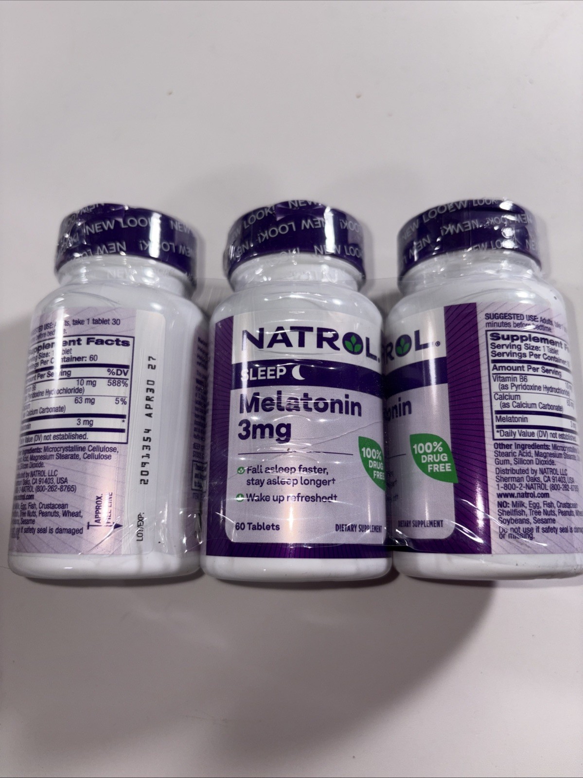 3 Bottles Natrol Melatonin Sleep Aid 100% Drug-Free – 3 mg NEW!
