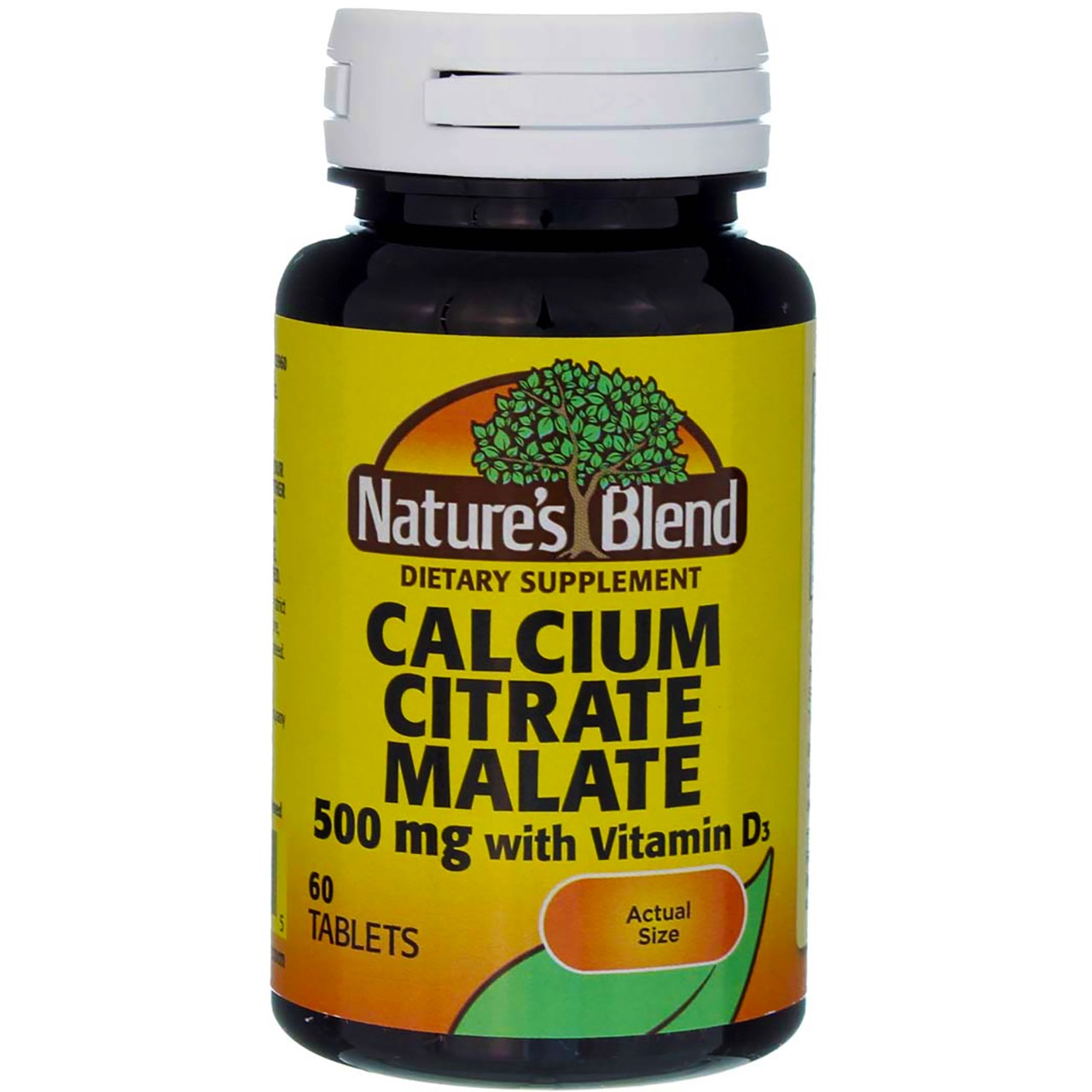 Nature’s Blend Calcium Citrate Malate + Vitamin D3 Tablets, 500 mg, 60 Ct