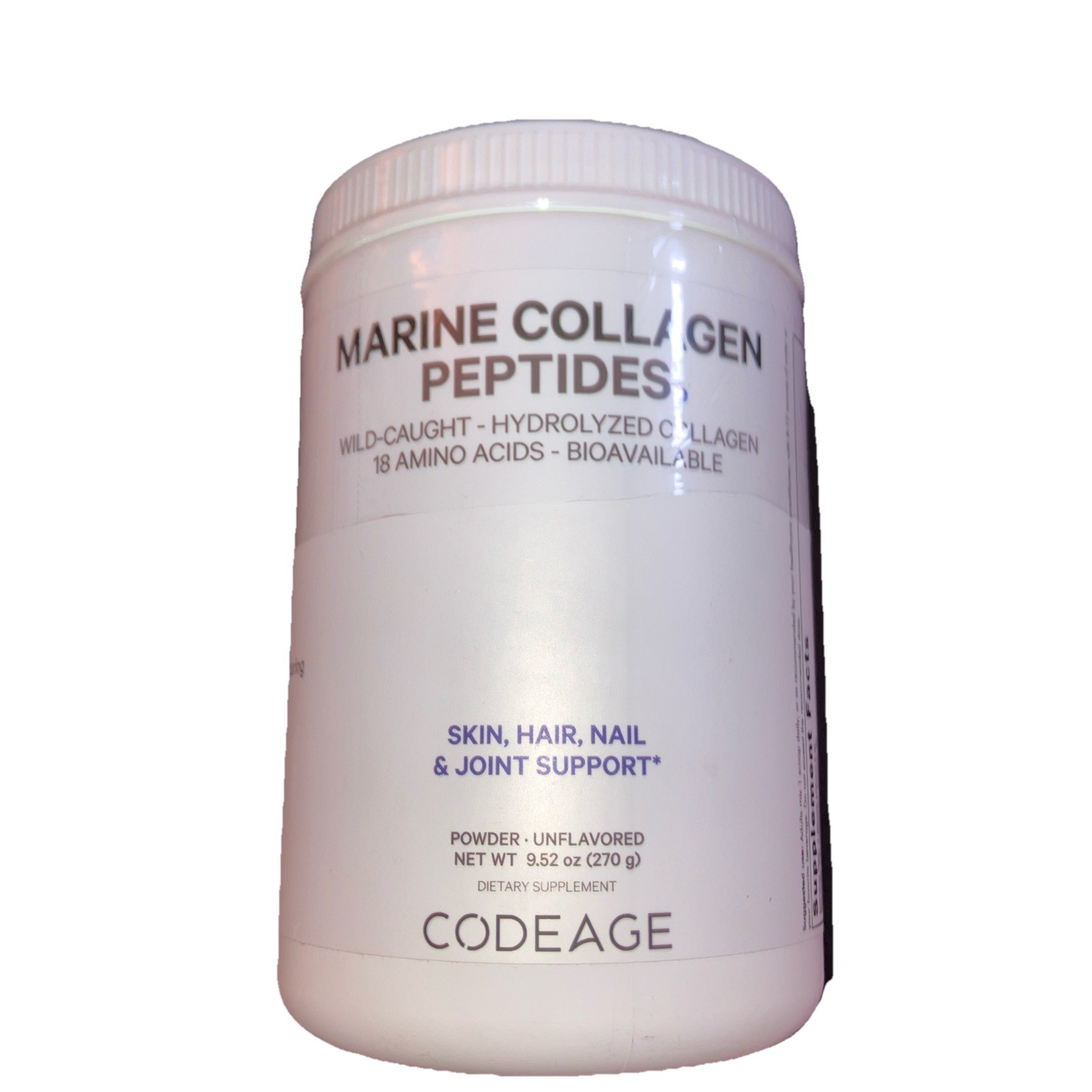 Codeage Marine Collagen Peptides Powder Unflavored Skin Hair Nail 9.52oz 2/28/26