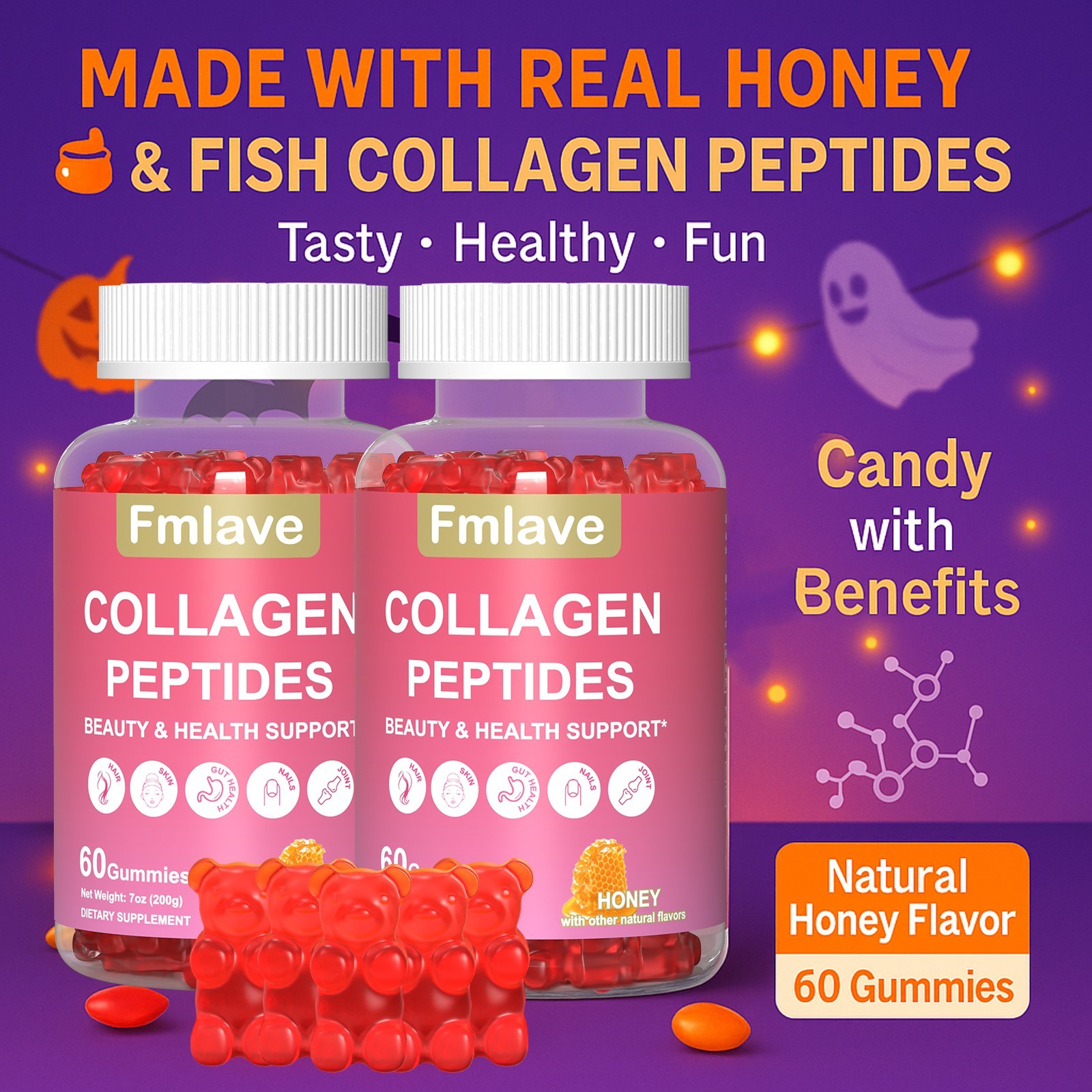 (2 Pack) Collagen Gummies for Hair Skin and Nail, Premium Collagen Supplement
