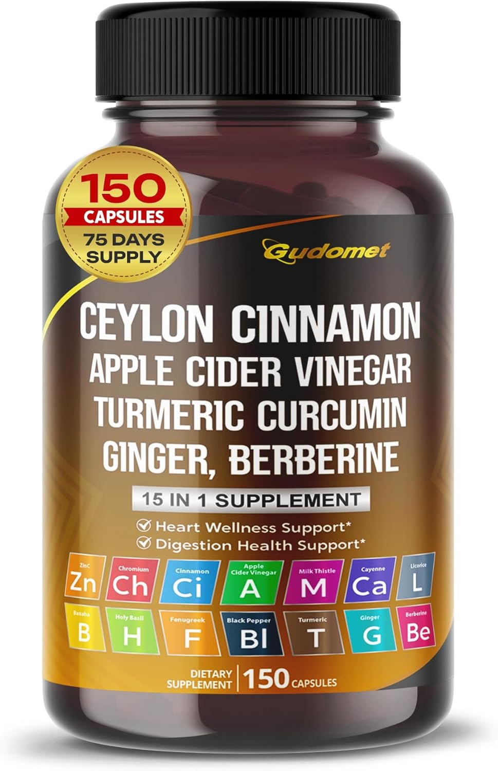 Ceylon Cinnamon Apple Cider Vinegar Turmeric Ginger Root Berberine Gymnema Sylve