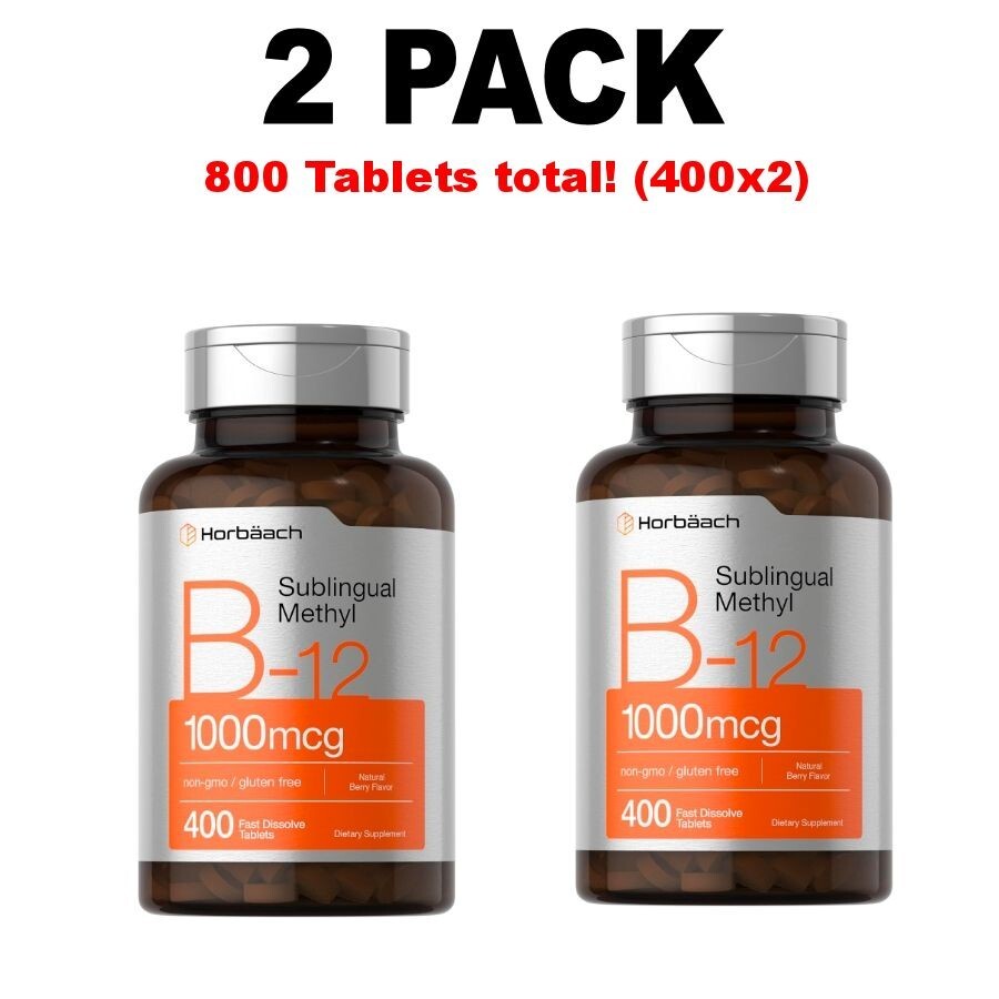 Vitamin B12, 2 PACK, Sublingual 1000 mcg, Methylcobalamin, 400 tablets each x 2