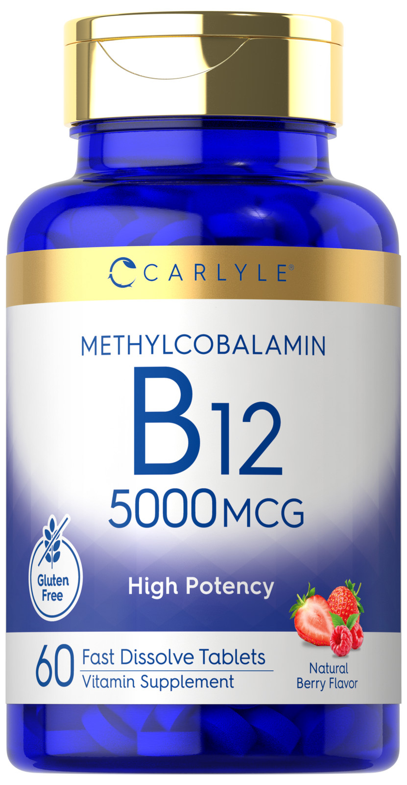 Vitamin B12 5000 mcg | 60 Fast Dissolve Tablets | Vegetarian | by Carlyle