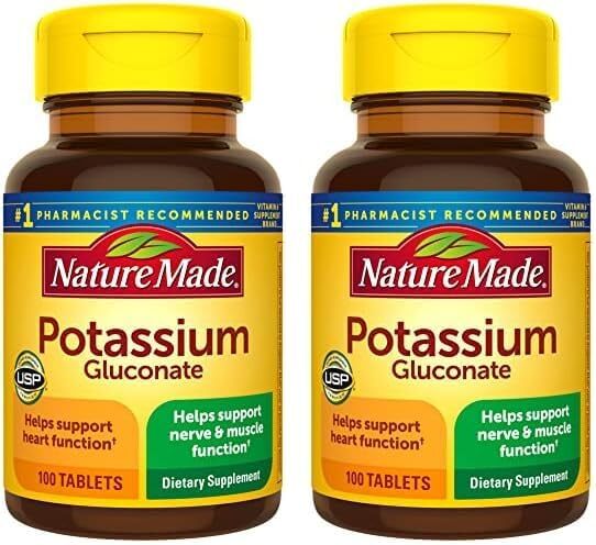 Nature Made Potassium Gluconate 550 mg 100 Tablets (Pack of 2)