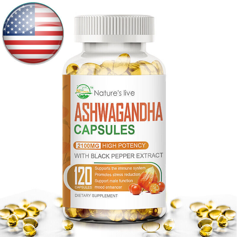 KSM-66 Ashwagandha Root Extract 2100mg w/ Black Pepper, 120 Vegetarian Capsules