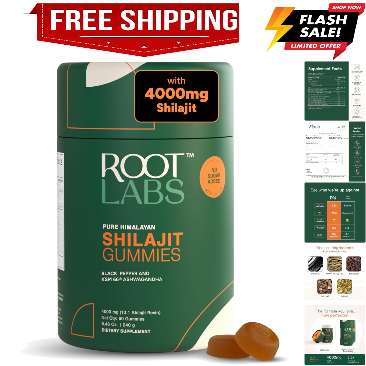 4000 mg Pure Himalayan Shilajit Gummies I No Added Sugar I KSM-66 Ashwagandha…