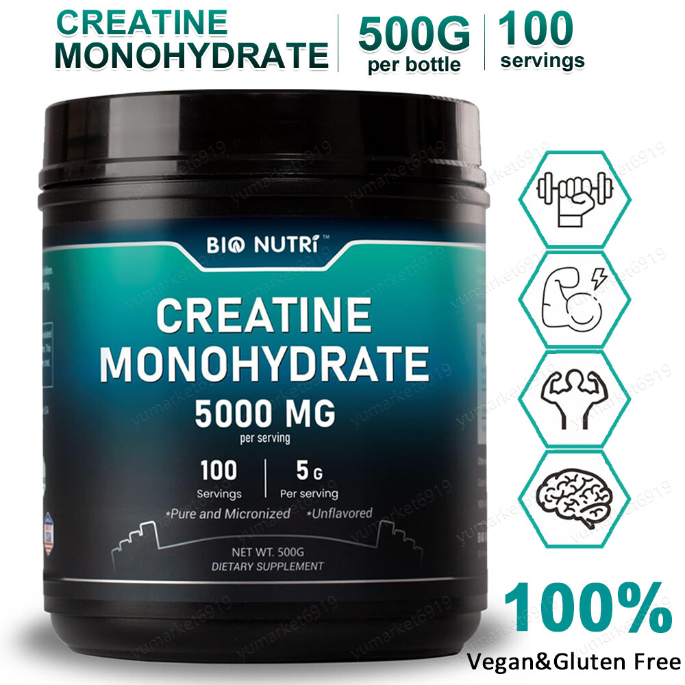 Supplements Creatine Monohydrate Powder 500g – 5000mg Per Serving-100 Servings