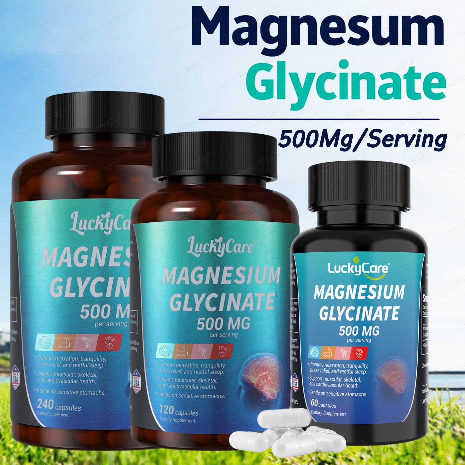Magnesium Glycinate 500mg – Chelated Magnesium for Sleep Muscle & Nerve Support