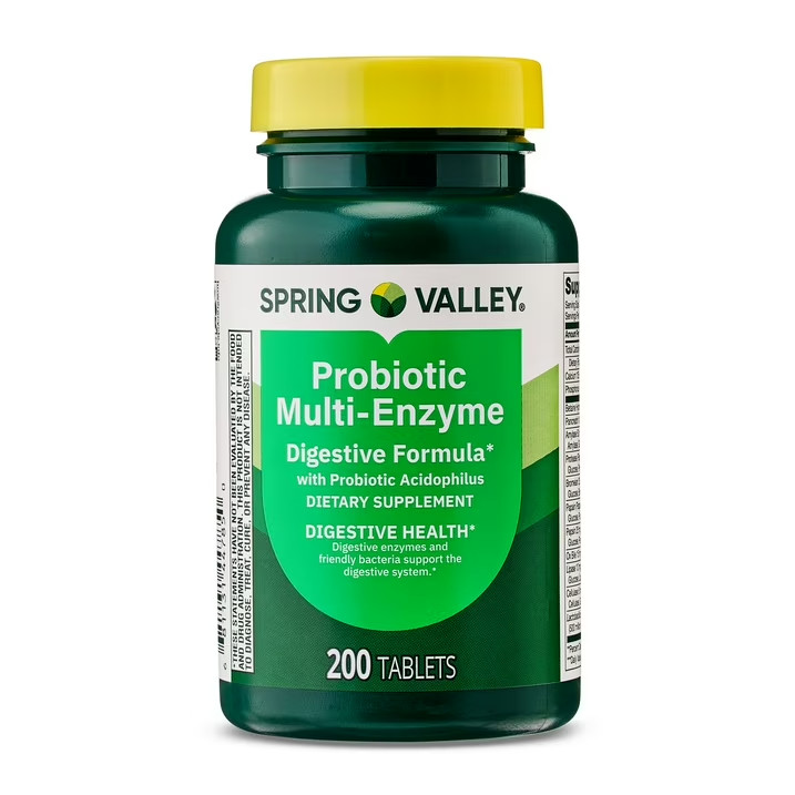 Spring Valley Probiotic Multi-Enzyme, Digestive Health Support, 200 Tablets