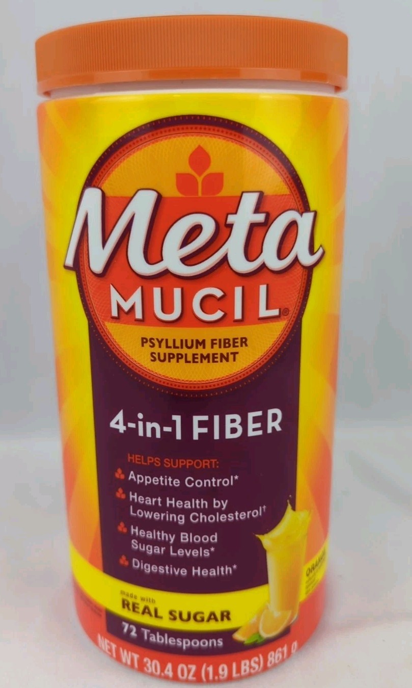 Metamucil, 4 in 1 MultiHealth Fiber Powder, Orange Smooth, 1.9 lbs 30.4oz