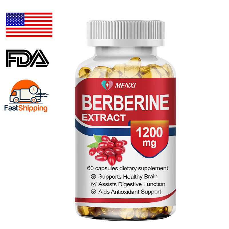 Berberine HCL Extract Supplement, High Potency, 1200mg, Healthy Cholesterol Caps