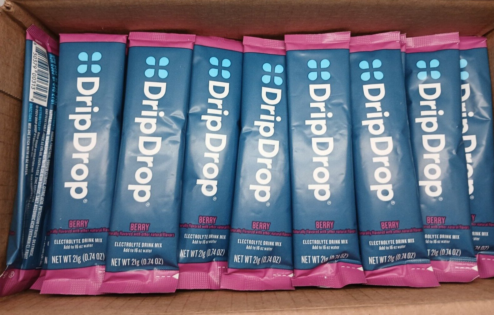 DripDrop Hydration Electrolyte Drink Mix, Berry Flavor – 50 Single-Serve Packets