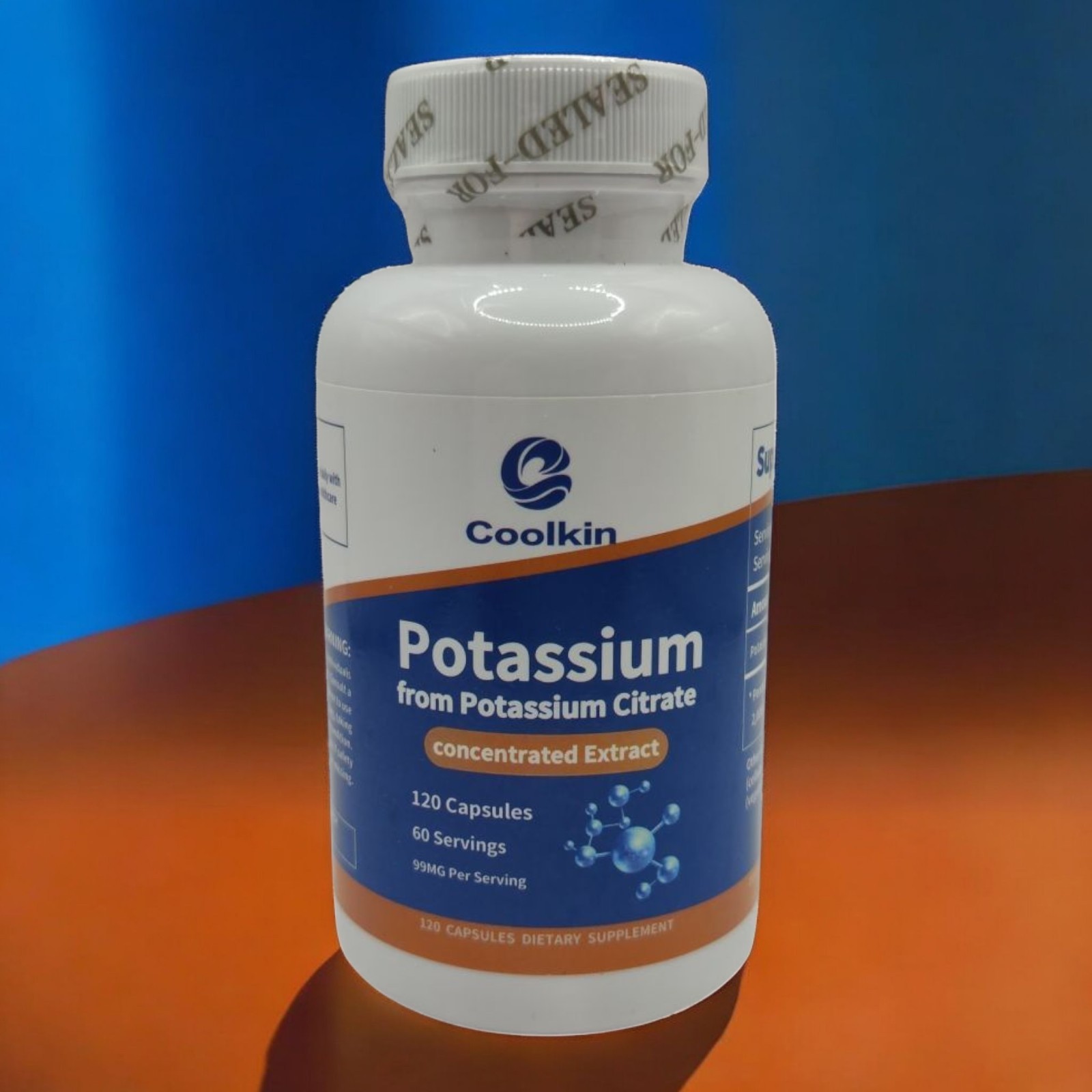 Potassium 99mg Supports Normal pH, Fluid Electrolyte Balance Heart 120 Capsules