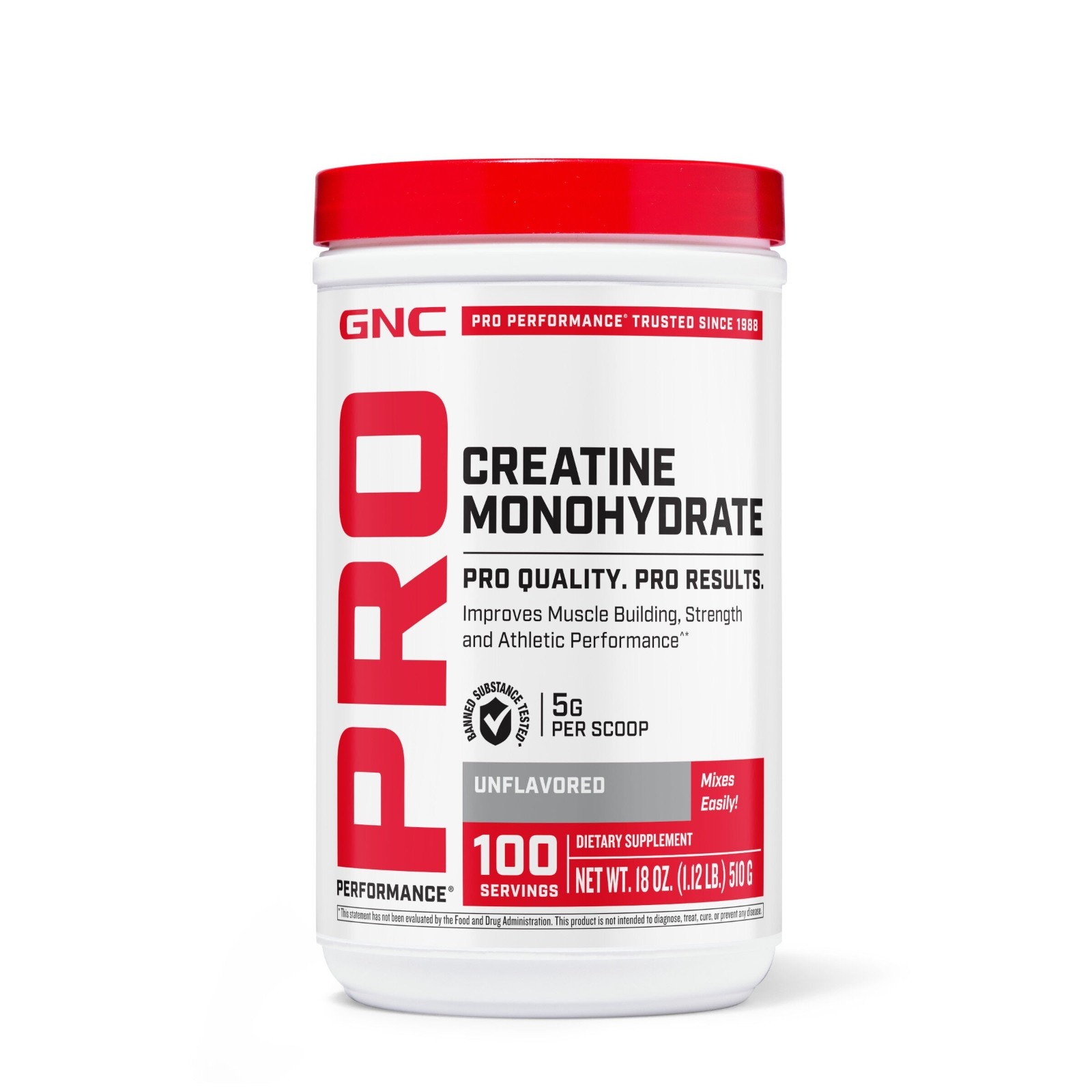 GNC Pro Perfomance Creatine Monohydrate Dietary Supplement 100 Serving 1/2028