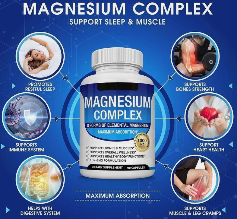 Complex Glycinate 90 Capsules 1000mg Magnesium 8-Month Supply
