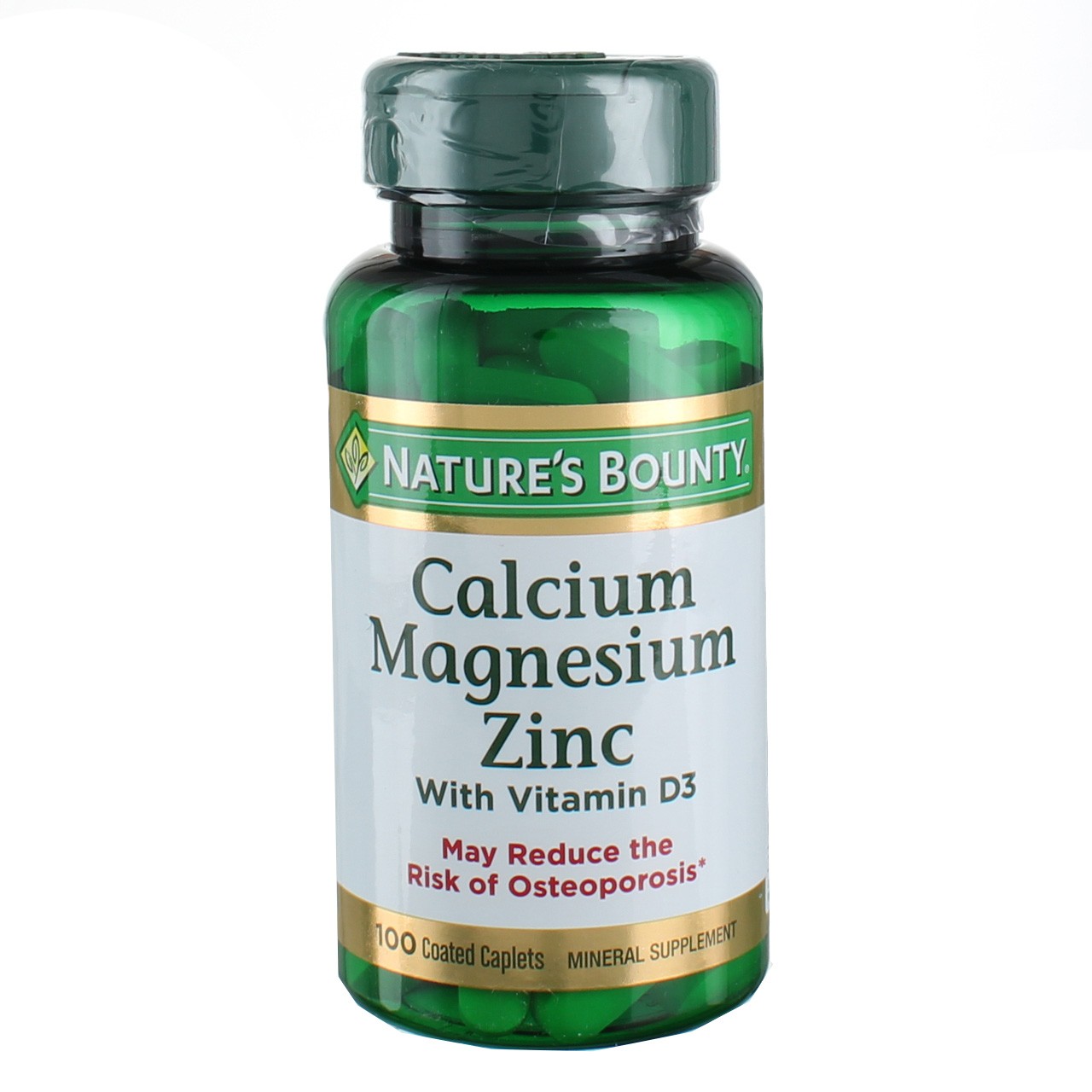 Nature’s Bounty Calcium Magnesium Zinc Coated Caplets, 100 Ct
