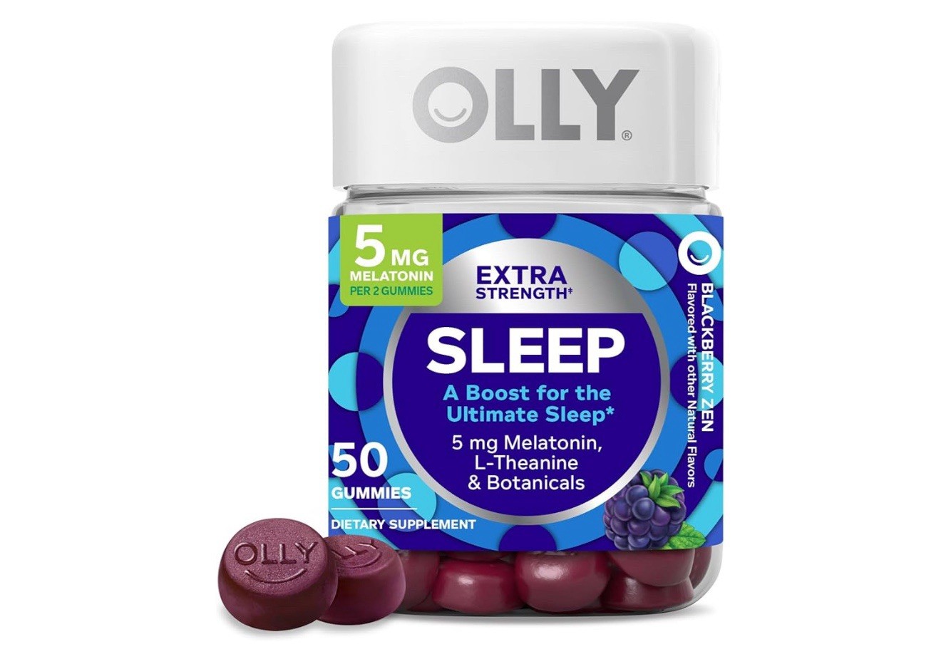 OLLY Extra Strength Sleep Gummy, L-Theanine, 5 mg Melatonin 50 ct EXP: 6/2026