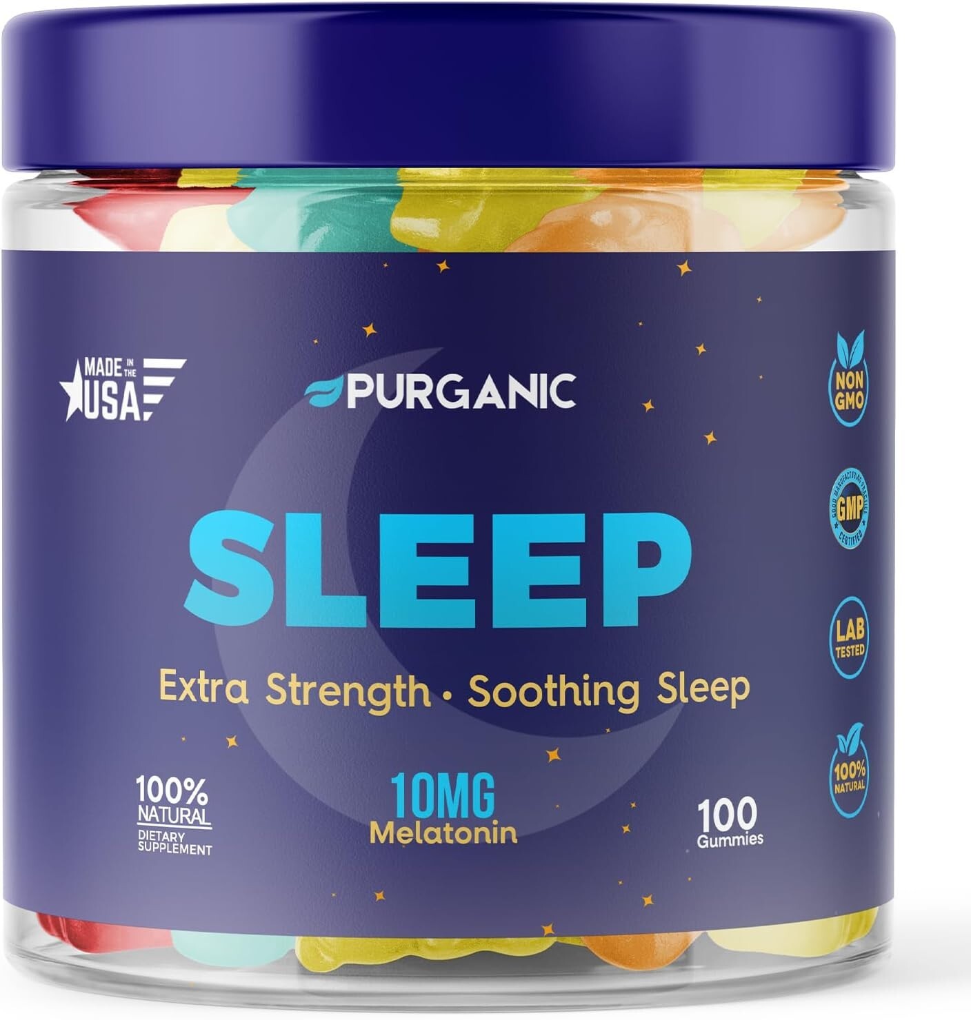 Natural Melatonin Gummies for Stress Relief – Great for Sleep – 100ct