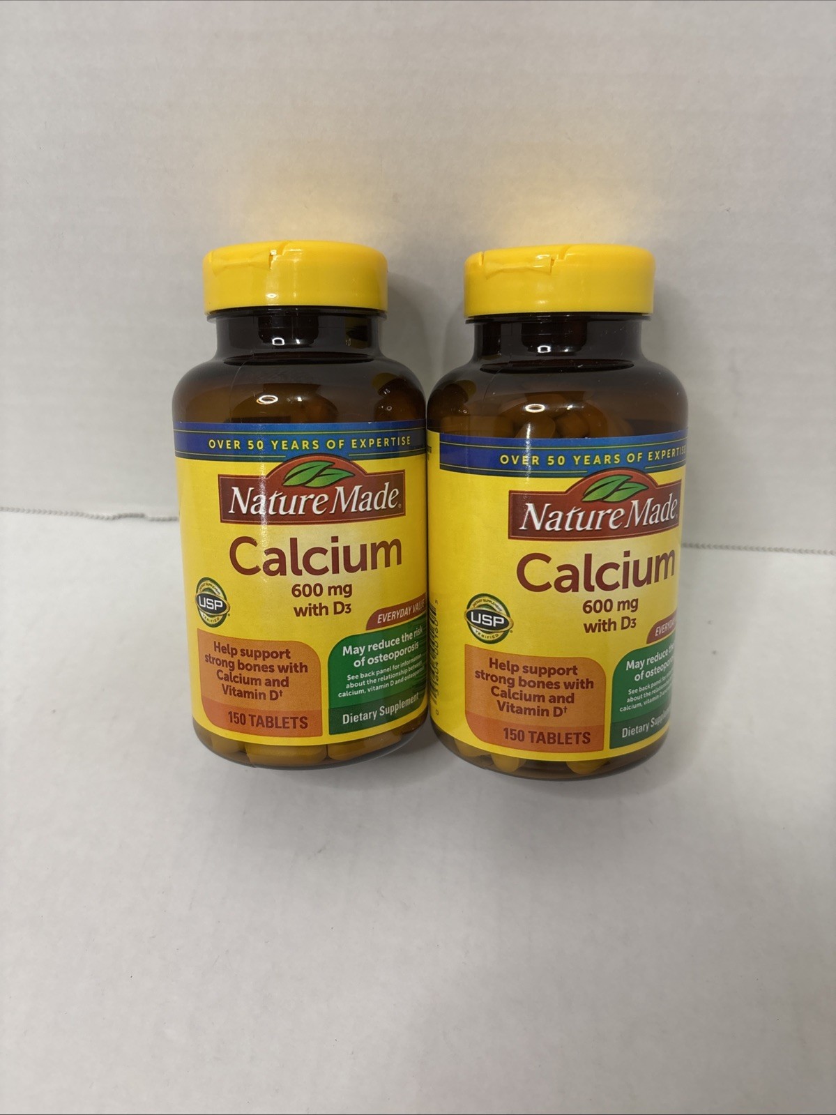2 Nature Made Calcium 600 mg, with Vitamin D3 150ct Each 300ct Total EXP 3/2028